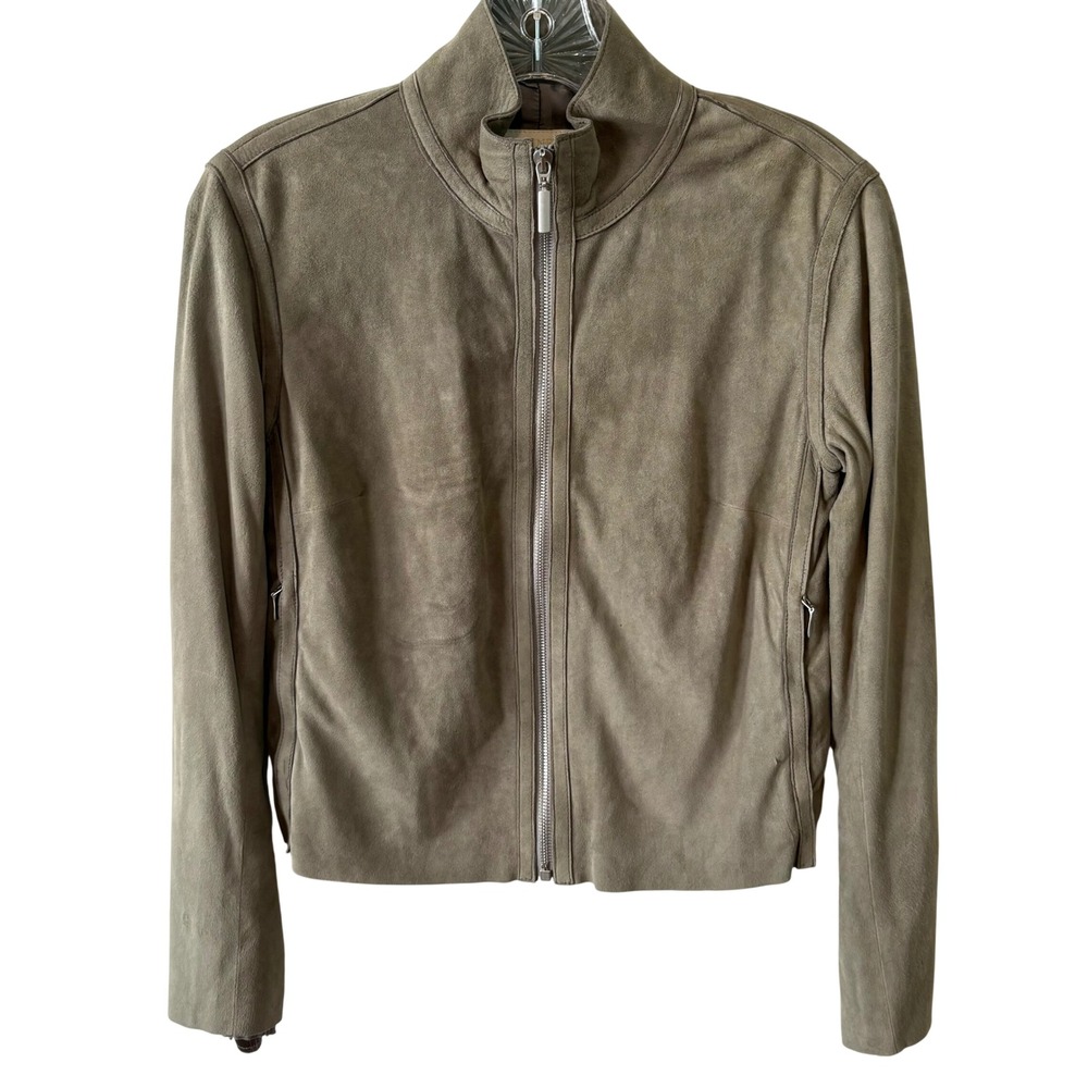 Gianetti Women's Taupe Italian Suede Zip Front Jacket in Size S‎